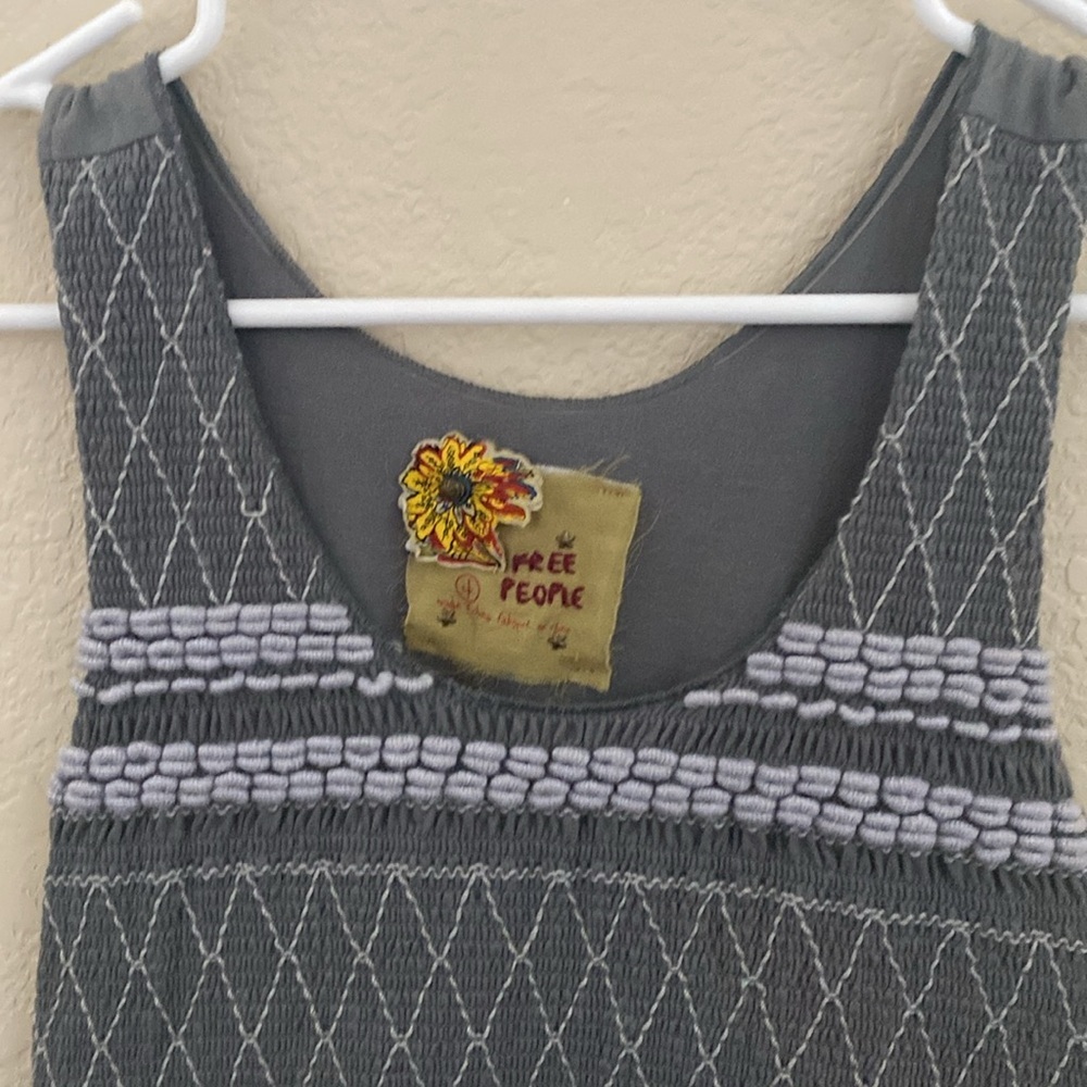 Free People Birds of Paradise Gray& Purple Sleeveless Vintage Empire Dress. Sz 4 - Picture 4 of 16